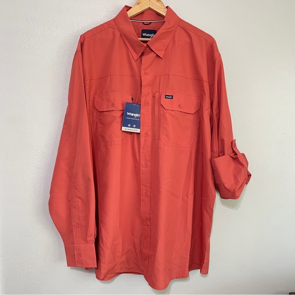NEW Wrangler Men’s Button Down Lightweight Long Sleeve Shirt Size‎ XXL - Picture 1 of 10